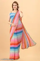 Georgette Striped Saree for Women 