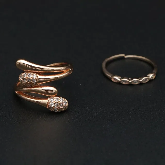 Gold Plated Rings for Women (Gold, Set of 2)