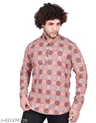 Cotton Blend Printed Short Kurta for Men, Multicolor, Pack of 2 