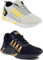 Sports Shoes for Men, Pack of 2, Black & Grey 