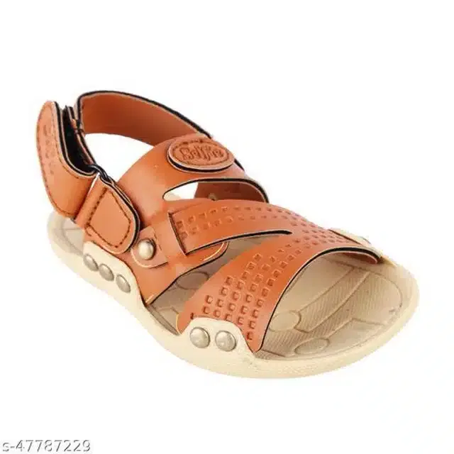 Velcro Sandals for Kids (Brown & Cream, 3.5-4 Years)