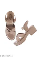 Shoetopia Beige Solid Heel Sandals 