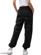 Cotton Blend Solid Trousers for Men, Black 