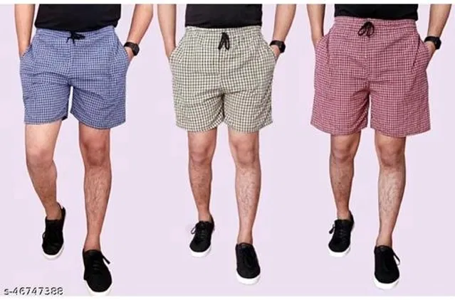 Cotton Blend Shorts for Mens (Multicolor, 32) (Pack of 3)