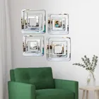 Mirror Sticker Square Shape for Home 12pcs silver