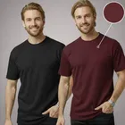 Polyester Round Neck T-shirt for Men, Multicolour, Pack of 2 