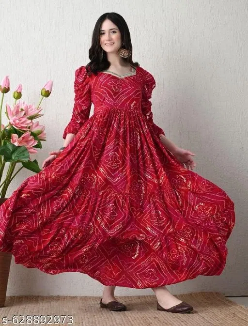 Viscose Silk Kurti for Women, Red (5XL)