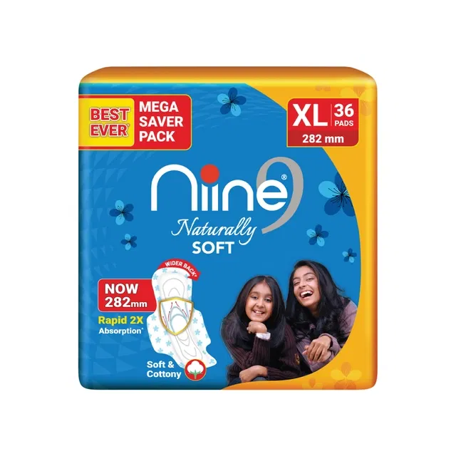 Niine नैचुरली सॉफ्ट सेनेटरी पैड्स (XL) - 36 पीस