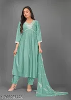 Embroidered Anarkali Kurta Set for Women 
