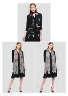 Poly Chiffon Printed Scarves for Women, Multicolor, Pack of 3