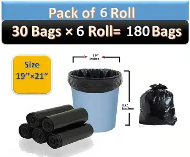 Garbage Bags (Pack of 6) (Black, 19x21 inches)