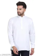 Cotton Blend Solid Short Kurta for Men 