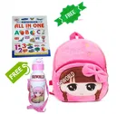 Combo of Fabric School Bag, Water Bottle with All in One Book for Kids 