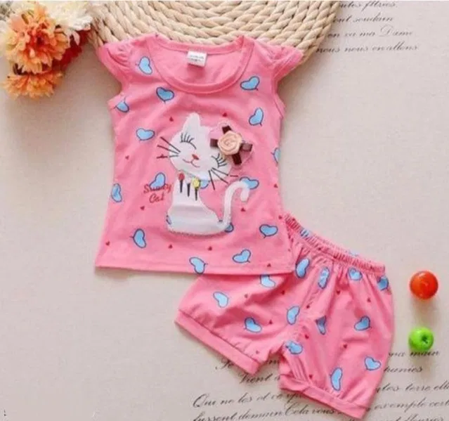 Hosiery Clothing Set for Girls (Dark Pink, 6-9 Months)