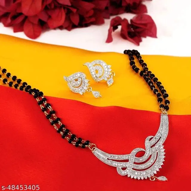Alloy Mangalsutra with Earrings for Women (Multicolor, Set of 1)
