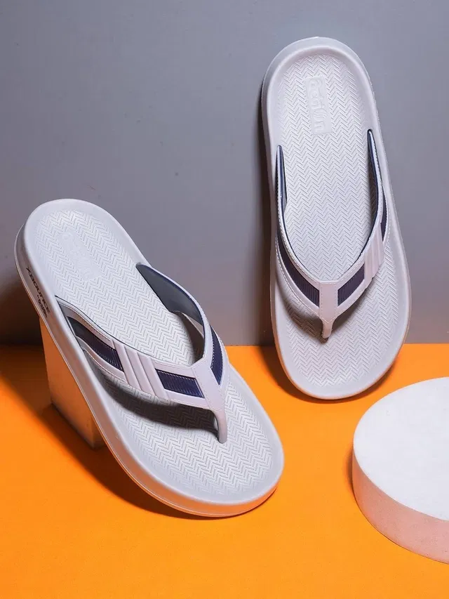 action Casual Flip Flops for Men (Grey, 10)