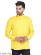 Cotton Blend Solid Short Kurta for Men 