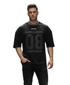 Polyester Printed T-Shirt for Men, Black 