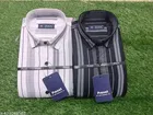 Cotton Blend Striped Shirts for Men, White & Black, Pack of 2 