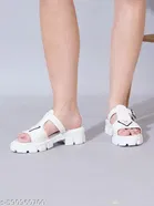 Shoetopia White Textured Heel Sandals 
