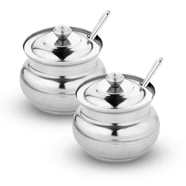 JENSONS Stainless Steel Ghee Pot Container, 200 ml each, Pack of 2