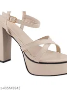 Solid Synthetic Round Toe Block Heels for Kids 