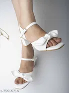 Shoetopia White Stiletto Open Toe Heels 