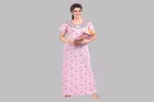 Hosiery Printed Nightdress for Women (Baby Pink, Free size)