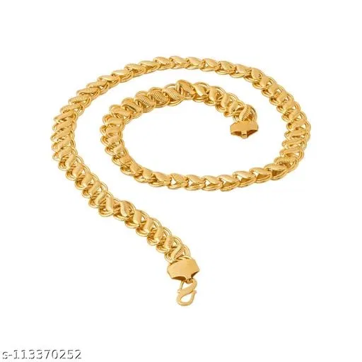 Gold Plated Lotus Link Chain for Men (22 inches)
