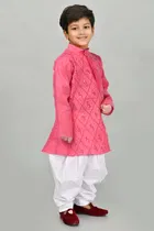 Cotton Embroidered Kurta with Patiyala Set for Boys 