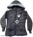 Polyester Jacket for Girls (Black, 12-18 Months)