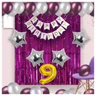 9th Happy Birthday Balloon Decoration Kit, Magenta, Set of 1