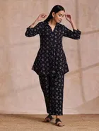 Cotton Blend Printed Short Kurti with Palazzo Set for Women 