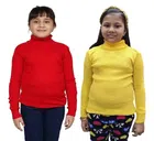 Full Sleeves Solid Sweater for Girls (Pack of 2) (Red & Yellow, 0-3 Months)