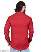 Cotton Blend Solid Short Kurta for Men, Maroon 