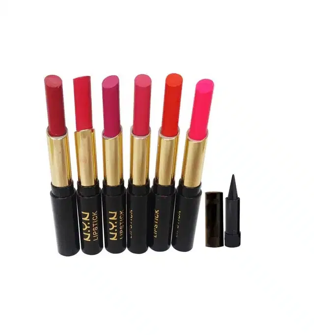 Lenon Makeup Accessory Nyn Moisturzing Rich Matt Lipsticks+Kajal (D69) (Pack of 7)