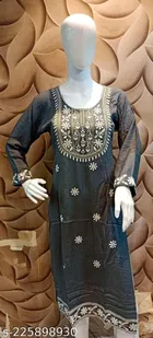 Rayon Slub Embroidered Kurti for Women 