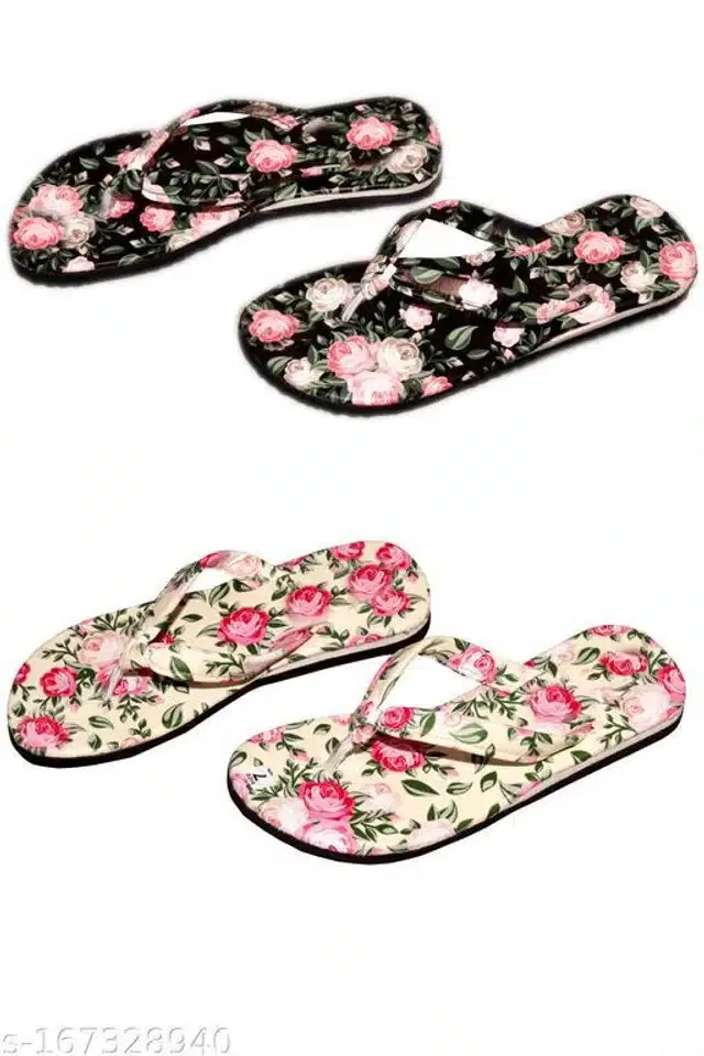 LifeO Slippers for Women (Multicolor, 5) (Set of 2)