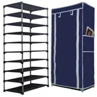 Metal 9 Layer Collapsible Shoe Rack (Blue)