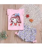 Hosiery Cotton Sleeveless Top & Bottom Clothing Set for Girls 