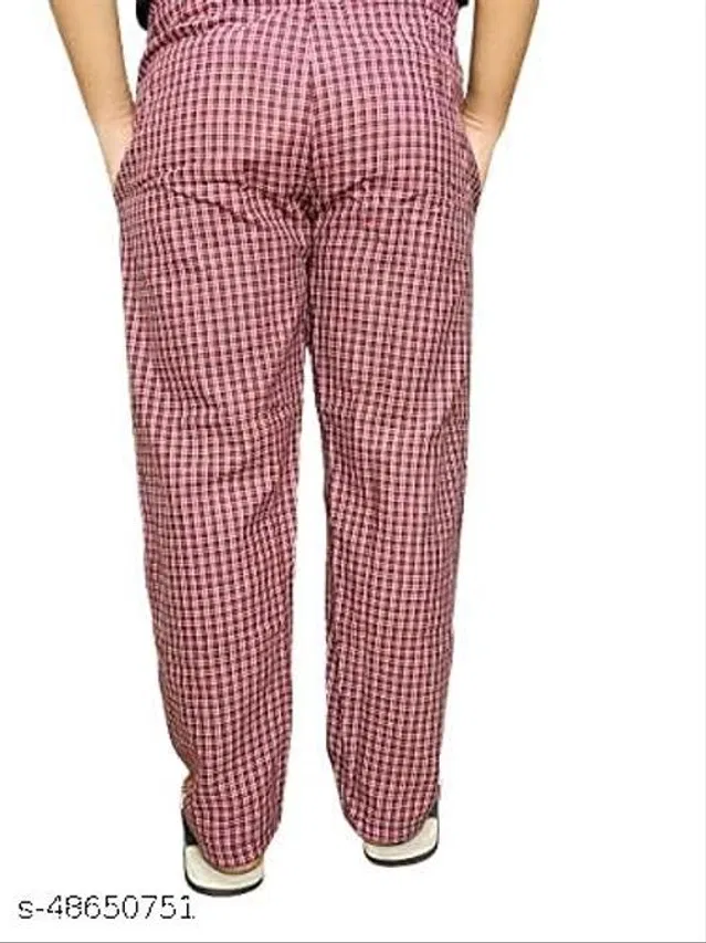 Cotton Trouser for Mens (Red, Free Size)