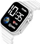 BS Small Kids Bags and Kids Watch Waterproof Ultra LED Display for Boys & Girls Blue and white 