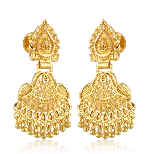 Brass Gold Plated Jhumkas for Women (Gold, Set of 1)