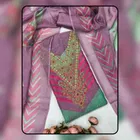 Chanderi Cotton Embroidered Unstitched Suit Fabric, Purple