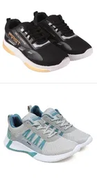 Sports Shoes for Men, Pack of 2, Grey & Black 