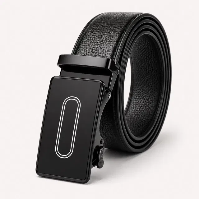 PU Solid Belt for Men, Black