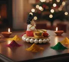 Metal Decoretive Pooja Thali, Multicolour Pack of 1
