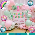 Rainbow Theme 1st Happy Birthday Decoration Items For Girls , Multicolor, Pack of 110