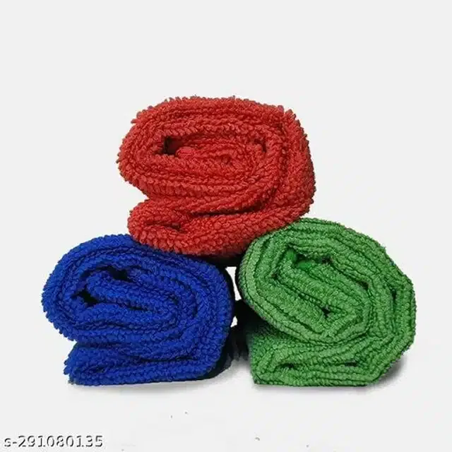 Microfiber Bath Towel (Multicolor, 40x40 cm) (Pack of 3)