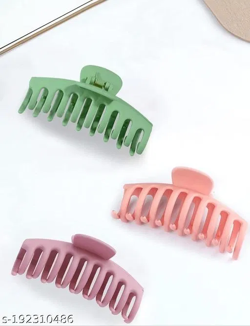 Plastic Hair Clutcher for Women & Girls (Multicolor, Pack of 3)